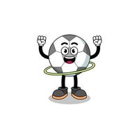 illustration de personnage de ballon de football jouant au hula hoop vecteur