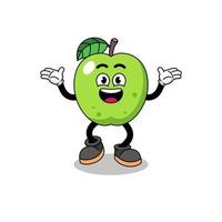 dessin animé de pomme verte à la recherche d'un geste heureux vecteur