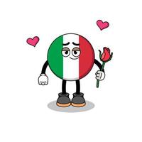 mascotte du drapeau italien tombant amoureux vecteur