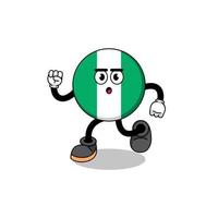 illustration de la mascotte du drapeau du nigeria en cours d'exécution vecteur