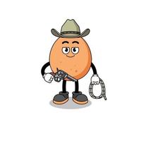 mascotte de personnage d'oeuf en tant que cow-boy vecteur