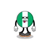 l'illustration de la mascotte du drapeau du nigeria est morte vecteur
