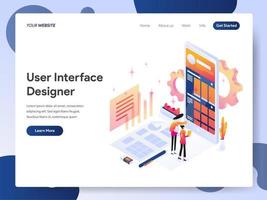 Illustration isométrique du concepteur d&#39;interface utilisateur vecteur