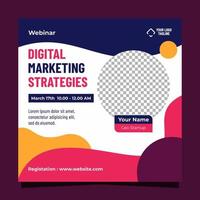 bannière de publication sur les médias sociaux conception carrée stratégies de marketing numérique vecteur