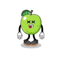 lillustration de la mascotte pomme verte est morte vecteur