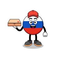 illustration du drapeau de la russie en tant que livreur de pizza vecteur
