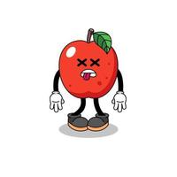 l'illustration de la mascotte de la pomme est morte vecteur