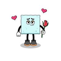 mascotte de cube de sucre tombant amoureux vecteur