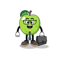 mascotte de pomme verte en tant qu'homme d'affaires vecteur