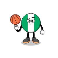 illustration du drapeau du nigéria en tant que joueur de basket vecteur