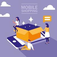 smartphone et shopping en ligne vecteur