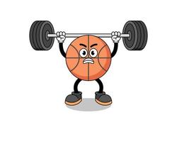 caricature de mascotte de basket-ball soulevant une barre vecteur