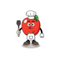 illustration de la mascotte du chef aux pommes vecteur