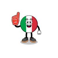 mascotte de dessin animé des fans du drapeau italien numéro 1 vecteur