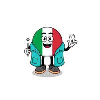 illustration de la mascotte du drapeau italien en tant que dentiste vecteur