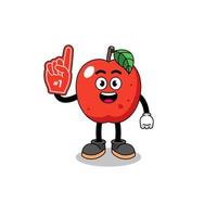 mascotte de dessin animé des fans de la pomme numéro 1 vecteur