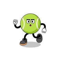 illustration de mascotte de balle de tennis en cours d'exécution vecteur