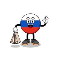 caricature de shopping drapeau russie vecteur