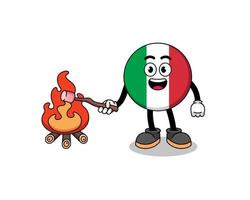 illustration du drapeau italien brûlant une guimauve vecteur