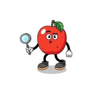 mascotte de pomme à la recherche vecteur