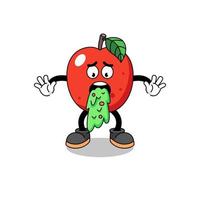 pomme mascotte dessin animé vomissements vecteur