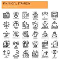 Ensemble d&#39;icônes de stratégie financière Thin Line noir et blanc vecteur
