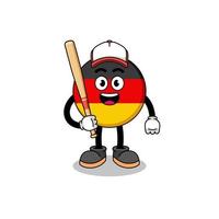 dessin animé de mascotte de drapeau de l'allemagne en tant que joueur de baseball vecteur