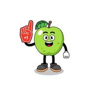 mascotte de dessin animé de fans de pomme verte numéro 1 vecteur