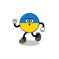 illustration de mascotte de drapeau ukraine en cours d'exécution vecteur