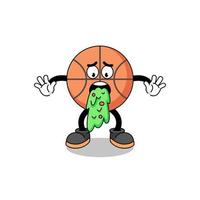 vomissements de dessin animé de mascotte de basket-ball vecteur