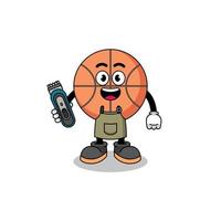 illustration de dessin animé de basket-ball en tant que coiffeur vecteur