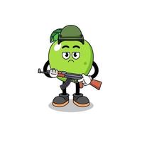 caricature de soldat pomme verte vecteur