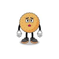 illustration de dessin animé rond biscuit avec visage triste vecteur