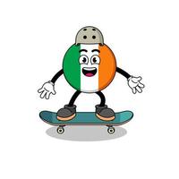 mascotte drapeau irlande jouant une planche à roulettes vecteur