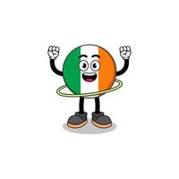 illustration de caractère du drapeau irlandais jouant au hula hoop vecteur