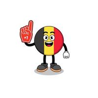 mascotte de dessin animé des fans du drapeau belge numéro 1 vecteur