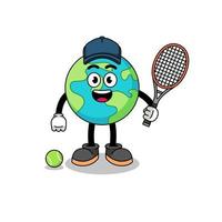 illustration de la terre en tant que joueur de tennis vecteur