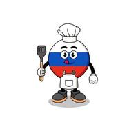 mascotte, illustration, de, russie, drapeau, chef vecteur