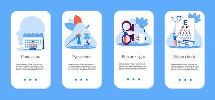 vecteur de concept d'ophtalmologiste médical. vérification de la vue avec le concept de personnage de minuscules personnes pour les applications, la bannière, le dépliant, la carte