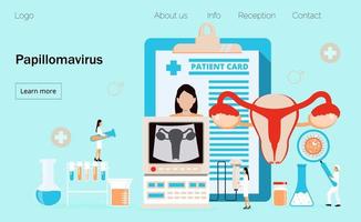 vecteur de concept de papillomavirus pour la page d'accueil du site Web médical. le VPH est la cause du cancer du col de l'utérus. de petits médecins traitent le virus du papillome.