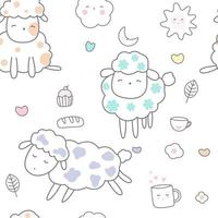 dessin animé mignon bébé mouton - modèle sans couture vecteur