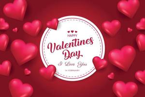 carte festive pour la saint valentin heureuse. sur la couleur rouge background.vector illustration vecteur