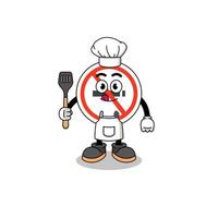 mascotte, illustration, de, signe non fumeur, chef vecteur