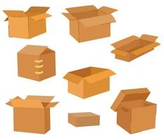 ensemble de boîtes en carton. livraison et emballage. transport, livraison. illustrations vectorielles dessinées à la main isolées sur fond blanc. vecteur