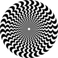 l'illusion d'optique du volume. vecteur rond motif noir et blanc isolé sur fond blanc. cercles de rayures noires et blanches alternées, imbriquées les unes dans les autres.