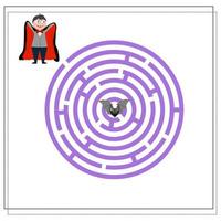 jeu pour enfants traversez le labyrinthe rond, dracula et la chauve-souris vecteur