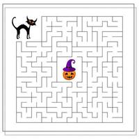 jeu pour enfants passe par le labyrinthe, chat noir