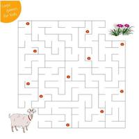 un jeu de puzzle pour les enfants, parcourez le labyrinthe. aidez-moi à traverser le labyrinthe jusqu'à ma mère. les animaux de la ferme sont la chèvre et le chevreau vecteur