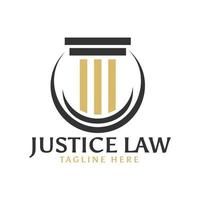 modèle de concept de conception de logo de droit d'avocat de justice de pilier vecteur