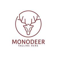 création de logo de modèle de cerf rouge avec corne en ligne mono vecteur